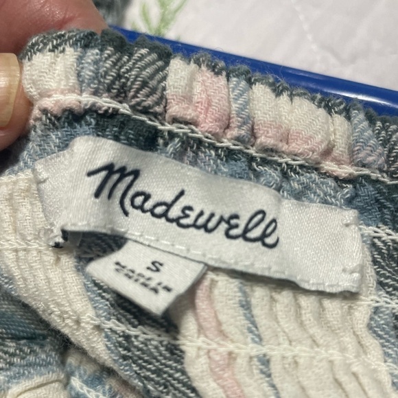 EUC Madewell Lucie Elbow Sleeve Smocked Mini Dress Lebaum Plaid Cotton Small - Picture 12 of 15